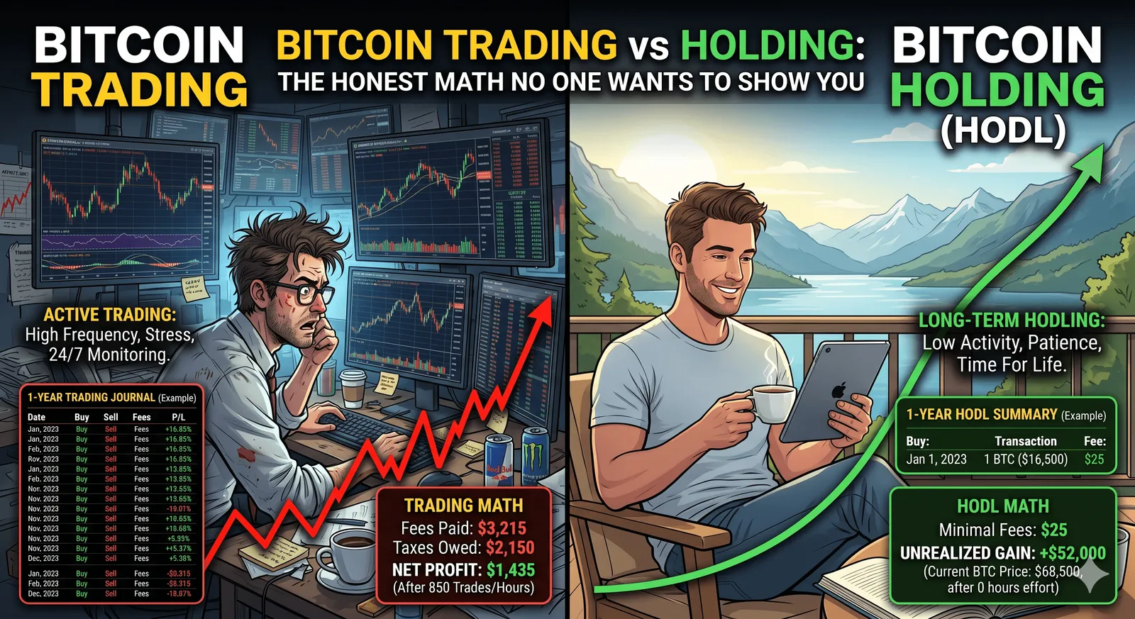 Bitcoin Trading vs Holding: The Honest Math No One Wants to Show You